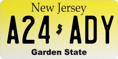 NJ license plate A24ADY