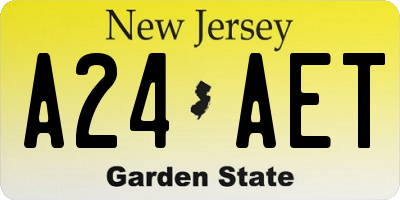 NJ license plate A24AET