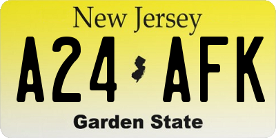 NJ license plate A24AFK