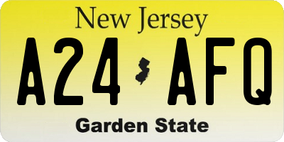 NJ license plate A24AFQ