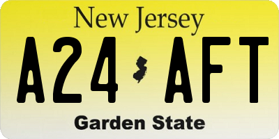 NJ license plate A24AFT