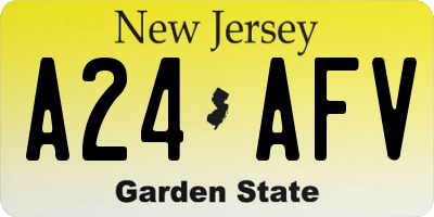 NJ license plate A24AFV