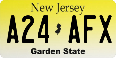 NJ license plate A24AFX