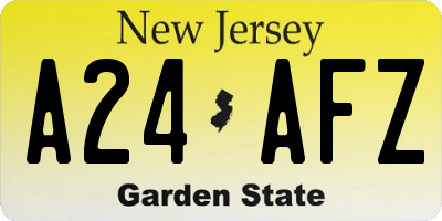 NJ license plate A24AFZ