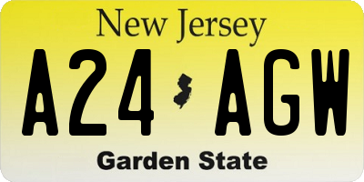 NJ license plate A24AGW