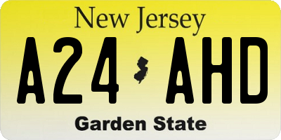 NJ license plate A24AHD