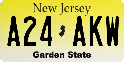 NJ license plate A24AKW