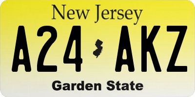 NJ license plate A24AKZ