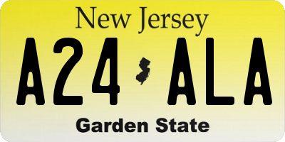 NJ license plate A24ALA
