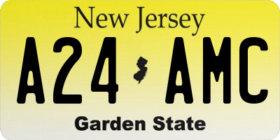 NJ license plate A24AMC
