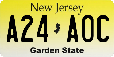 NJ license plate A24AOC