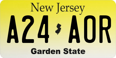 NJ license plate A24AOR