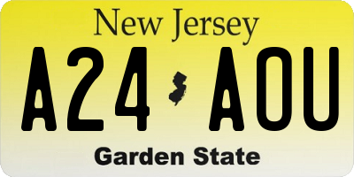 NJ license plate A24AOU