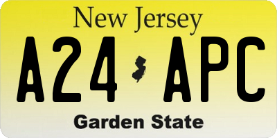 NJ license plate A24APC