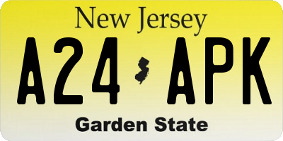 NJ license plate A24APK