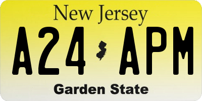 NJ license plate A24APM