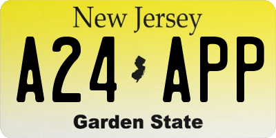 NJ license plate A24APP