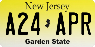NJ license plate A24APR