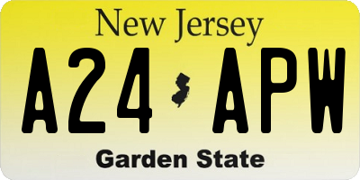 NJ license plate A24APW