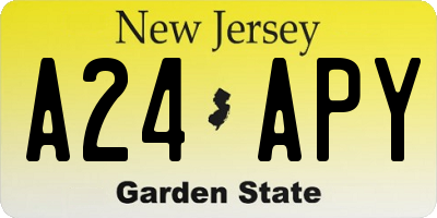NJ license plate A24APY