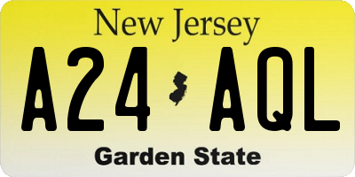 NJ license plate A24AQL