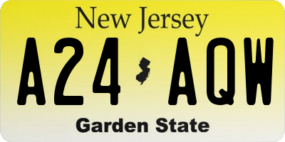 NJ license plate A24AQW
