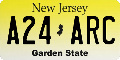 NJ license plate A24ARC