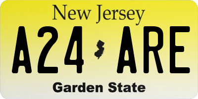 NJ license plate A24ARE