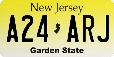 NJ license plate A24ARJ