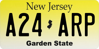 NJ license plate A24ARP