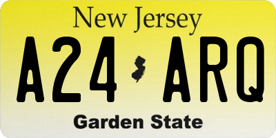NJ license plate A24ARQ
