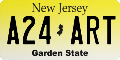 NJ license plate A24ART