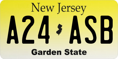 NJ license plate A24ASB
