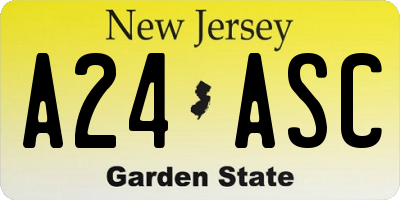 NJ license plate A24ASC