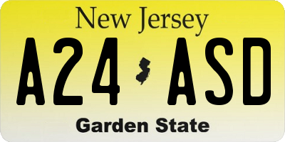 NJ license plate A24ASD
