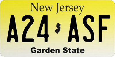 NJ license plate A24ASF