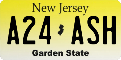 NJ license plate A24ASH