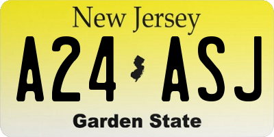 NJ license plate A24ASJ