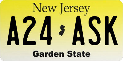 NJ license plate A24ASK