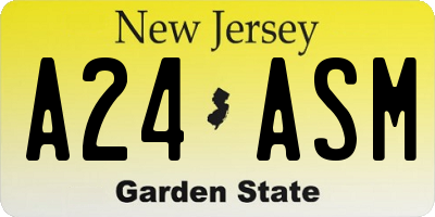 NJ license plate A24ASM