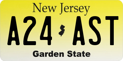 NJ license plate A24AST