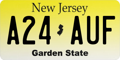 NJ license plate A24AUF
