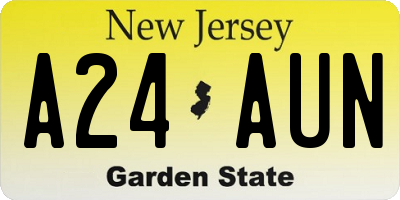 NJ license plate A24AUN