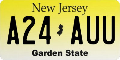 NJ license plate A24AUU