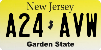 NJ license plate A24AVW