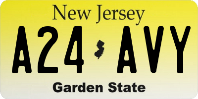 NJ license plate A24AVY