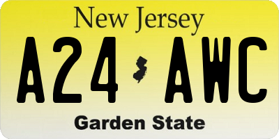 NJ license plate A24AWC