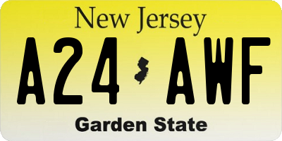 NJ license plate A24AWF