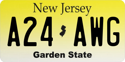 NJ license plate A24AWG