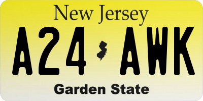 NJ license plate A24AWK